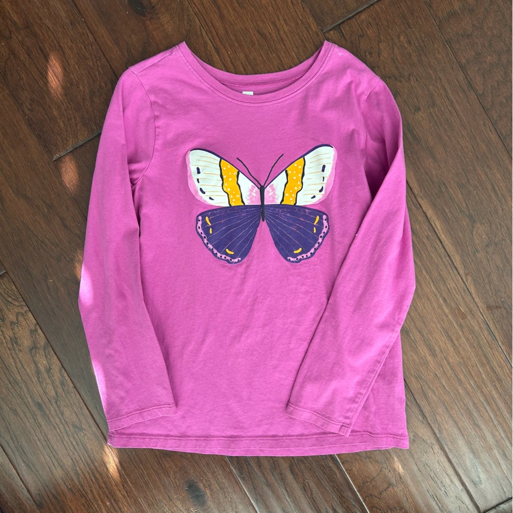 Tea Collection Purple Long Sleeve Shirt with Butterfly